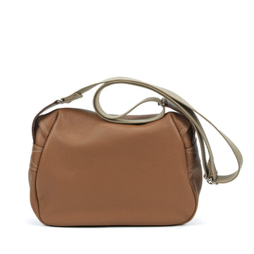 Sac besace en cuir haute maroquinerie - vue de dos - couleur cuero - Maison Berthille