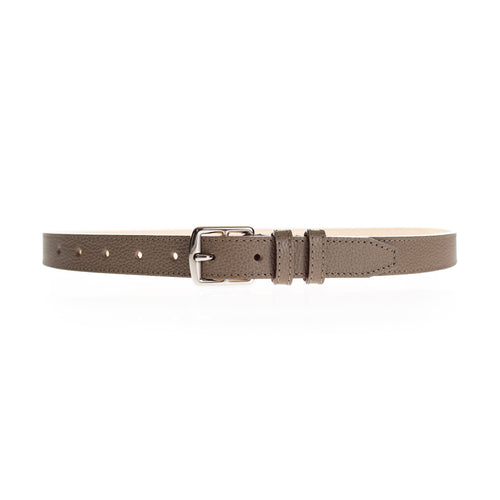 Ceinture Berthille Mini Étrivière couleur havane, tannage végétal, extérieur en cuir grainé pleine fleur, vue de face.