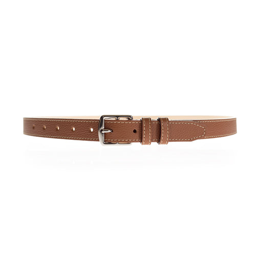 Ceinture Berthille Mini Étrivière couleur tan, tannage végétal, extérieur en cuir grainé pleine fleur, vue de face.