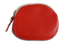 Load image into Gallery viewer, Porte-monnaie tout cuir couleur rouge coquelicot
